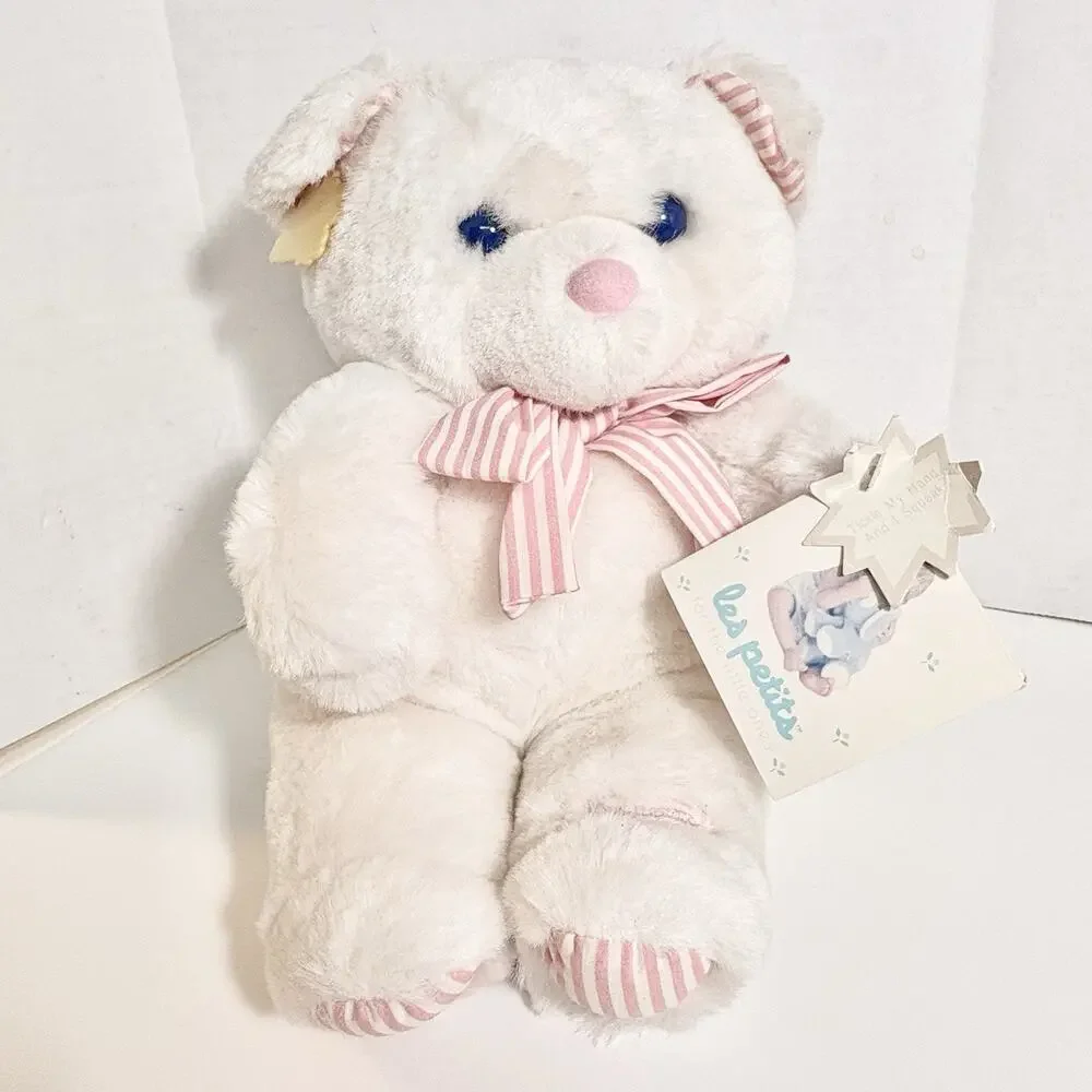 Vtg Baby Applause Teddy Bear Angelique Les Petits White NEW Tags Squeaks 12